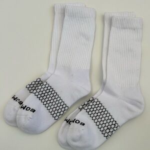 Bombas New 2 pair All Purpose Performance Calf Socks Small White Hex Tec Black